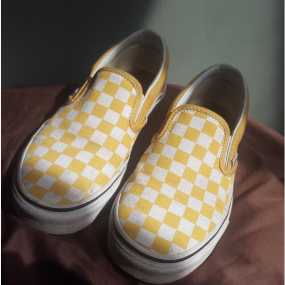 Preloved yellow checkered women van shoes